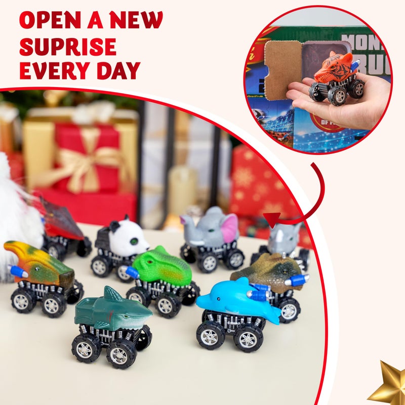 JOYIN 2025 Christmas Advent Calendar, 24 Days Countdown Calendar Toys with Monster Truck Toys, Christmas Party Favor Gifts, Xmas Countdown, Xmas Gift Classroom Prizes - Image 4