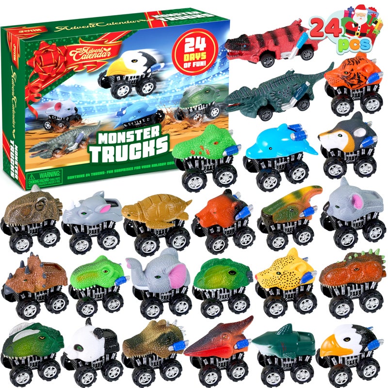 JOYIN 2025 Christmas Advent Calendar, 24 Days Countdown Calendar Toys with Monster Truck Toys, Christmas Party Favor Gifts, Xmas Countdown, Xmas Gift Classroom Prizes - Image 1