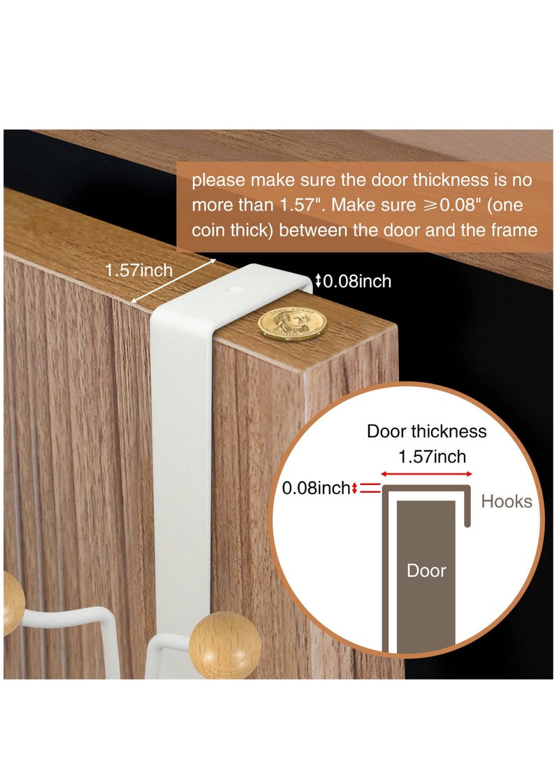 Over Door Hooks, White Door Hooks for Hanging Metal Door Hanger Hook Wood Hooks for Hanging Clothes, Hats, Robes, Towels Pack of 2 - Image 2