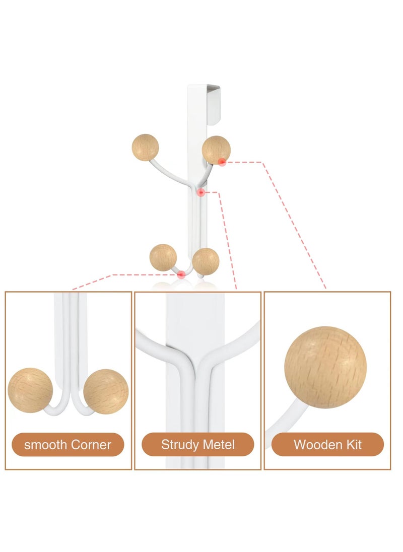 Over Door Hooks, White Door Hooks for Hanging Metal Door Hanger Hook Wood Hooks for Hanging Clothes, Hats, Robes, Towels Pack of 2 - Image 4