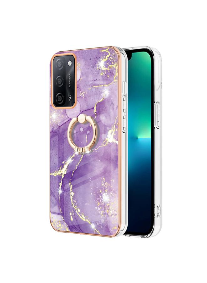 S-TOP Case For OPPO A53s 5G / A55 5G / A54 4G / A16 / A54s Electroplating Marble Pattern IMD TPU Phone Case with Ring Holder - Image 2