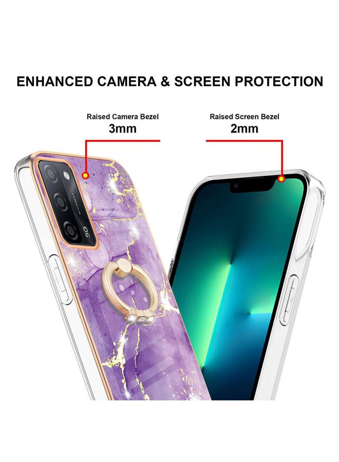 S-TOP Case For OPPO A53s 5G / A55 5G / A54 4G / A16 / A54s Electroplating Marble Pattern IMD TPU Phone Case with Ring Holder - Image 3