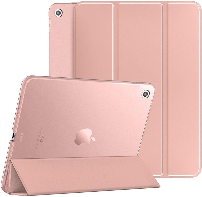 Robustrion Smart Trifold Hard Back Flip Stand Case Cover for iPad 9.7 inch 2018/2017 5th 6th Generation Model A1822 A1823 A1893 A1954 - Rose Gold - Image 1