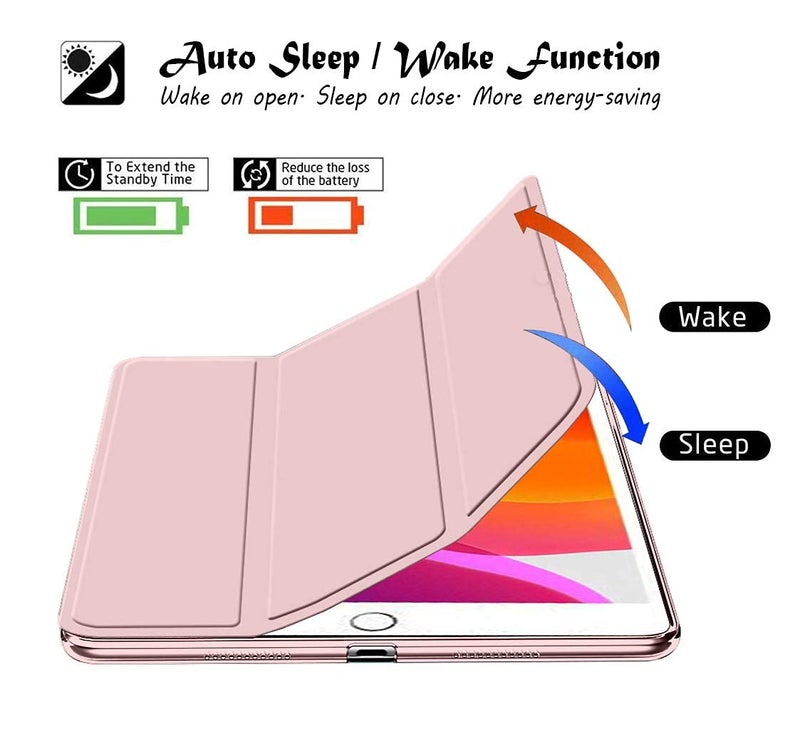 Robustrion Smart Trifold Hard Back Flip Stand Case Cover for iPad 9.7 inch 2018/2017 5th 6th Generation Model A1822 A1823 A1893 A1954 - Rose Gold - Image 2