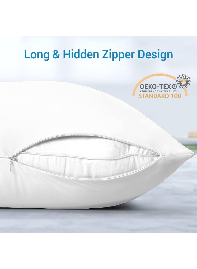 LUXEAR Cooling Pillow Cases, 2 Pack Ultra Cool Pillow Cases with Q-max 0.55 Arc-Chill Cooling Fiber for Hair Skin Hot Sleeper, Fit Standard & Queen Size Pillows - White  - Image 5