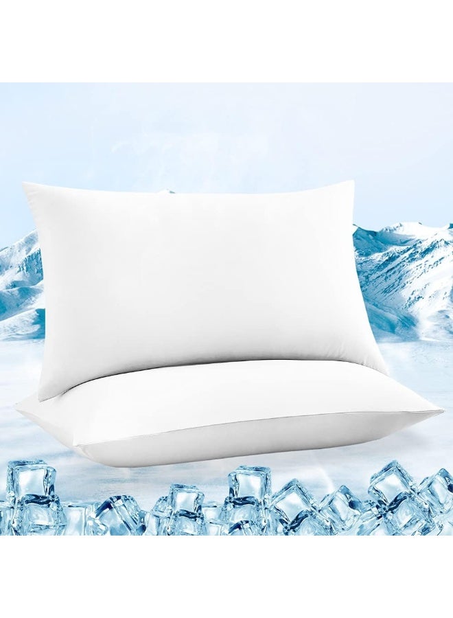 LUXEAR Cooling Pillow Cases, 2 Pack Ultra Cool Pillow Cases with Q-max 0.55 Arc-Chill Cooling Fiber for Hair Skin Hot Sleeper, Fit Standard & Queen Size Pillows - White  - Image 1