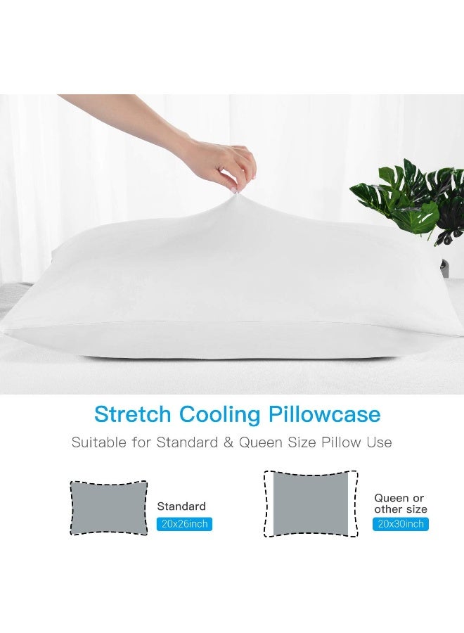 LUXEAR Cooling Pillow Cases, 2 Pack Ultra Cool Pillow Cases with Q-max 0.55 Arc-Chill Cooling Fiber for Hair Skin Hot Sleeper, Fit Standard & Queen Size Pillows - White  - Image 3