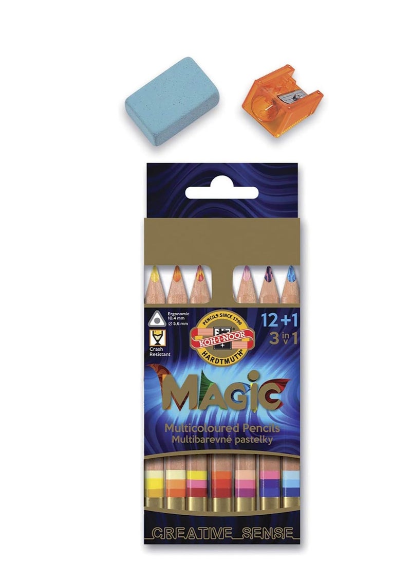 KOH-I-NOOR MAGIC Jumbo Triangular Coloured Pencil (Pack of 12 + 1)