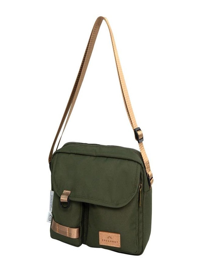 Doughnut Mission Lite Reborn Series 3.5L Crossbody Bag with 9.7" Tablet Compartment, Water-Repellent Finish, and Adjustable Strap (Army)