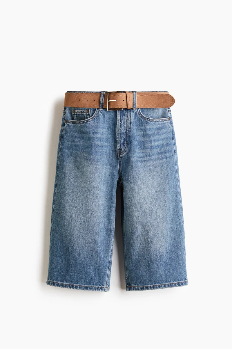 H&M  Belted denim Bermuda shorts for Women | Best Price UAE