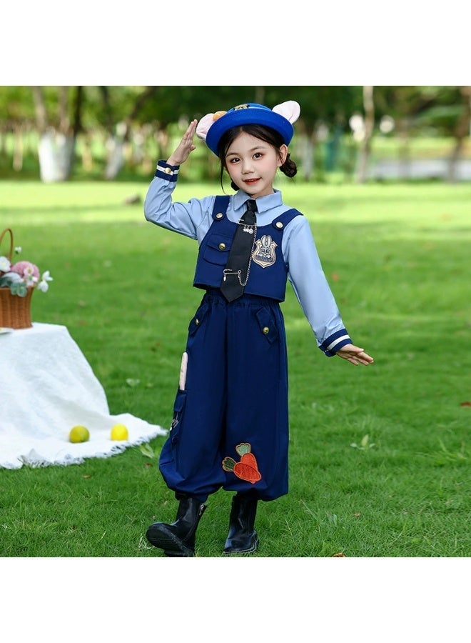 NIBEMINENT Movie Zoo Officer Judy Hopps Cosplay Costume Blue Shirt Jacket Police Suit and Hat For Girl Halloween Party Carnival Outfit - Image 1