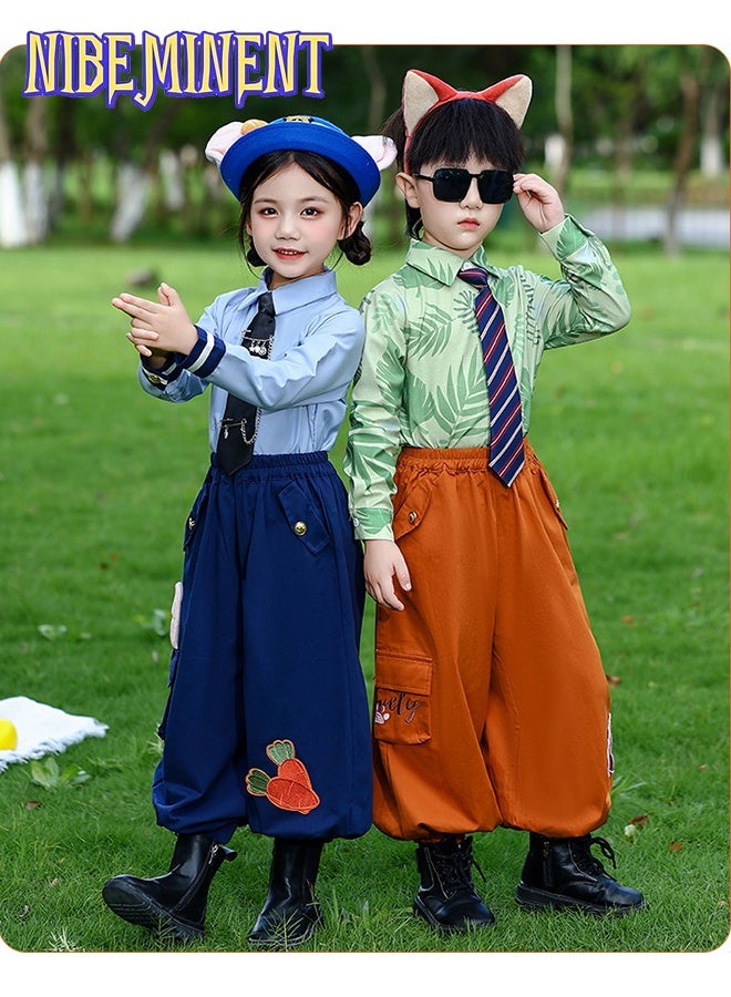 NIBEMINENT Movie Zoo Officer Judy Hopps Cosplay Costume Blue Shirt Jacket Police Suit and Hat For Girl Halloween Party Carnival Outfit - Image 2