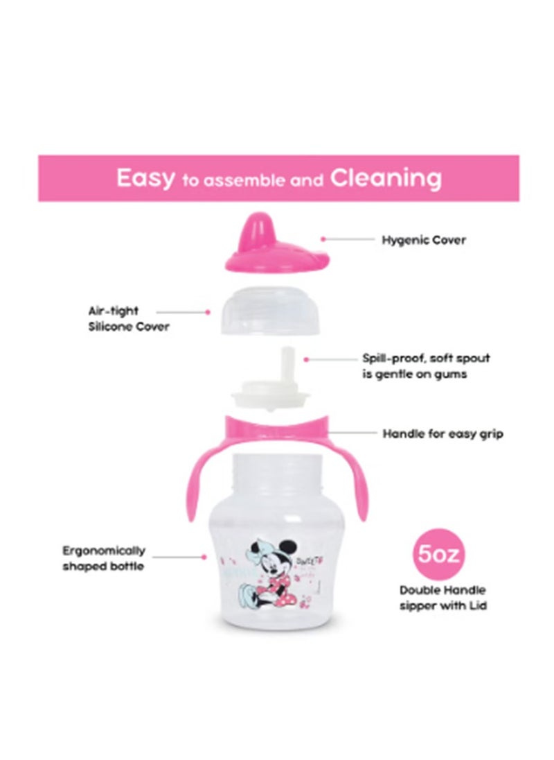 Disney - Minnie Mouse Sippers For Babies And Toddlers With Straw Spill Proof Straw, Soft Duckbill Spout, Cup With Removable Handle - Image 1