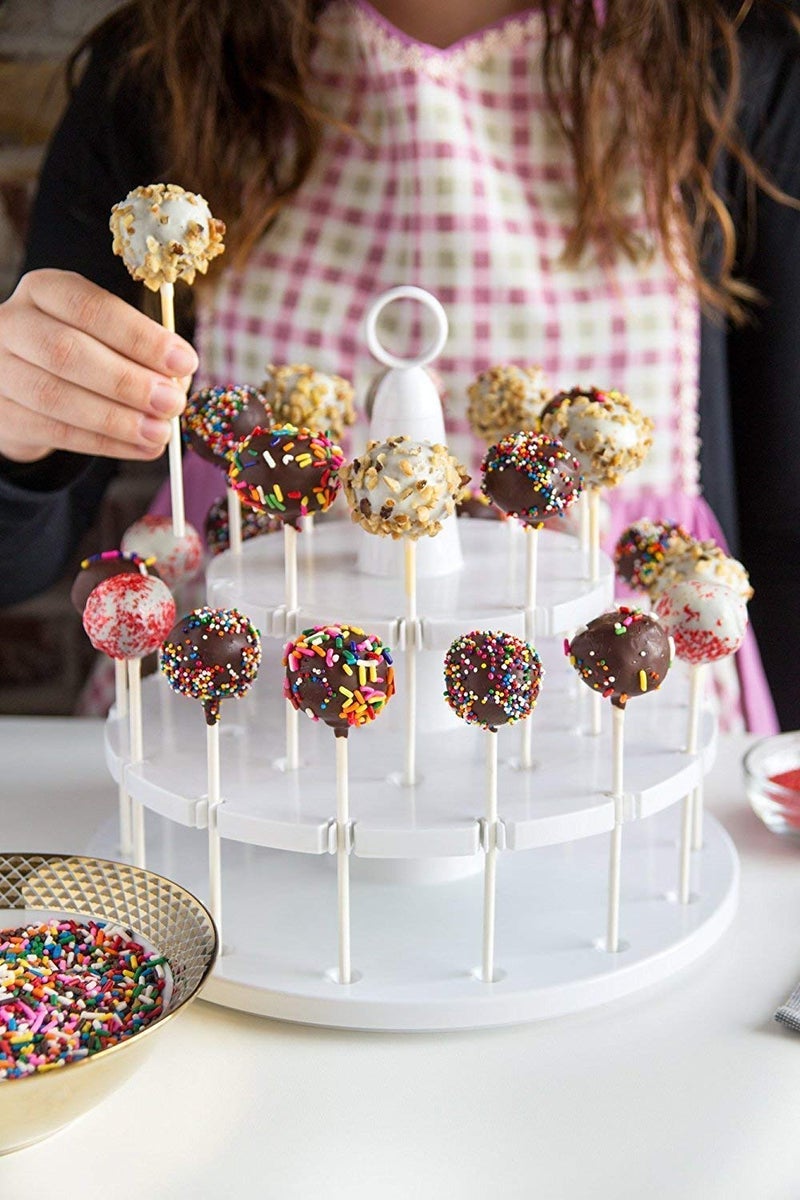 KT Mart 3 Step Tier 42 Holes Plastics Cake Pop Lollipop Cupcake Display Stand Wedding Party Decor Candy Stand Cake Tool Birthday Party Supply - Image 1