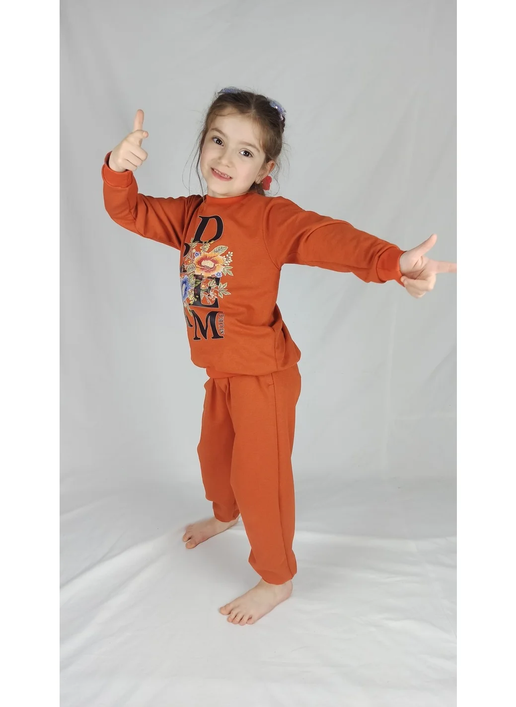 بلونس Girl Waiter Tile Printed Cotton Tracksuit Set