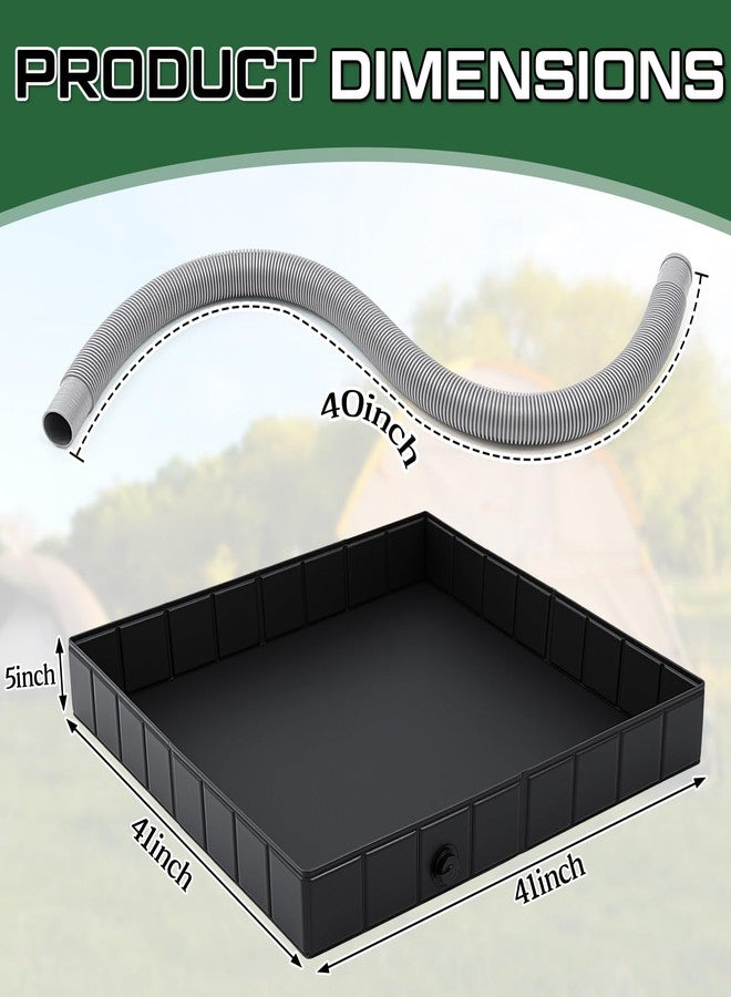 Glooglitter Portable Shower Pan 41" x 41" x 5" Foldable Shower Base Outdoor Collapsible Showering Basin with Detachable Drain Pipe for Beach, Camping, Rv, Outdoor & Indoor Bath Floor - Image 2