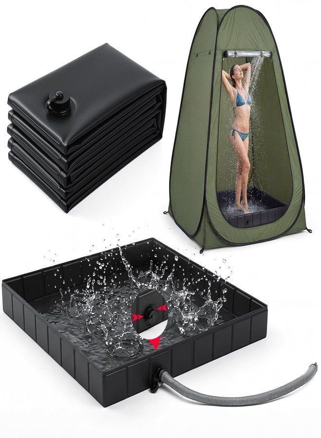 Glooglitter Portable Shower Pan 41" x 41" x 5" Foldable Shower Base Outdoor Collapsible Showering Basin with Detachable Drain Pipe for Beach, Camping, Rv, Outdoor & Indoor Bath Floor - Image 1