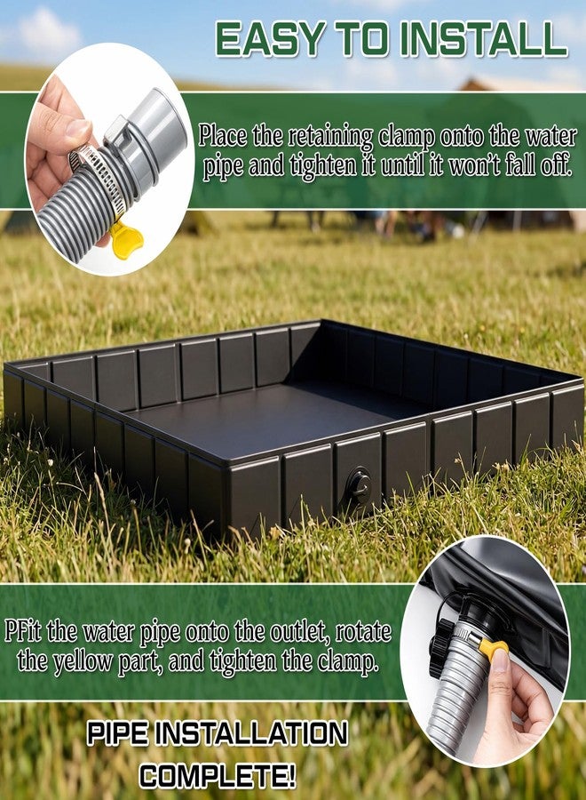 Glooglitter Portable Shower Pan 41" x 41" x 5" Foldable Shower Base Outdoor Collapsible Showering Basin with Detachable Drain Pipe for Beach, Camping, Rv, Outdoor & Indoor Bath Floor - Image 4