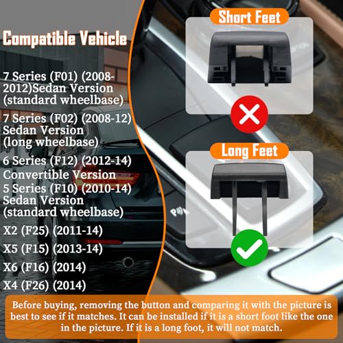 BJchiwu Hand Brake P Button Cover Fit for BWM 5 6 Series F10 F07 F12(2009-2014)/7 Series F01/F02(2008-2012)/X3 F25(2011-2014)/X4 F26(2014)/X5 F15(2013-2014)/X6 F16(2014)(Long Feet,1pcs) - Image 2