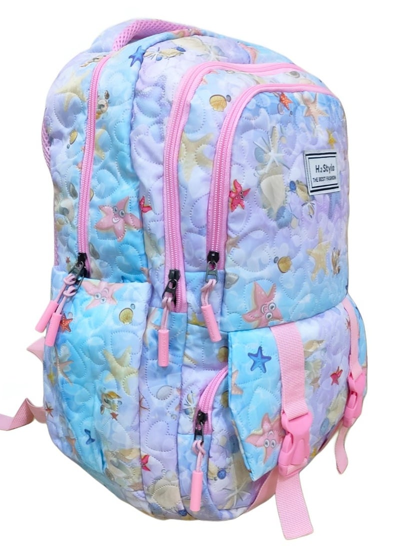 h2 Wide large captone trendy school baded multizips bag backpack - Image 3