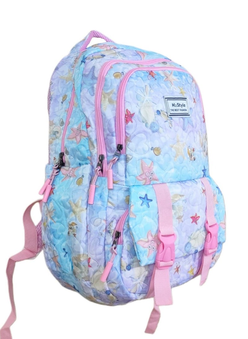h2 Wide large captone trendy school baded multizips bag backpack - Image 4