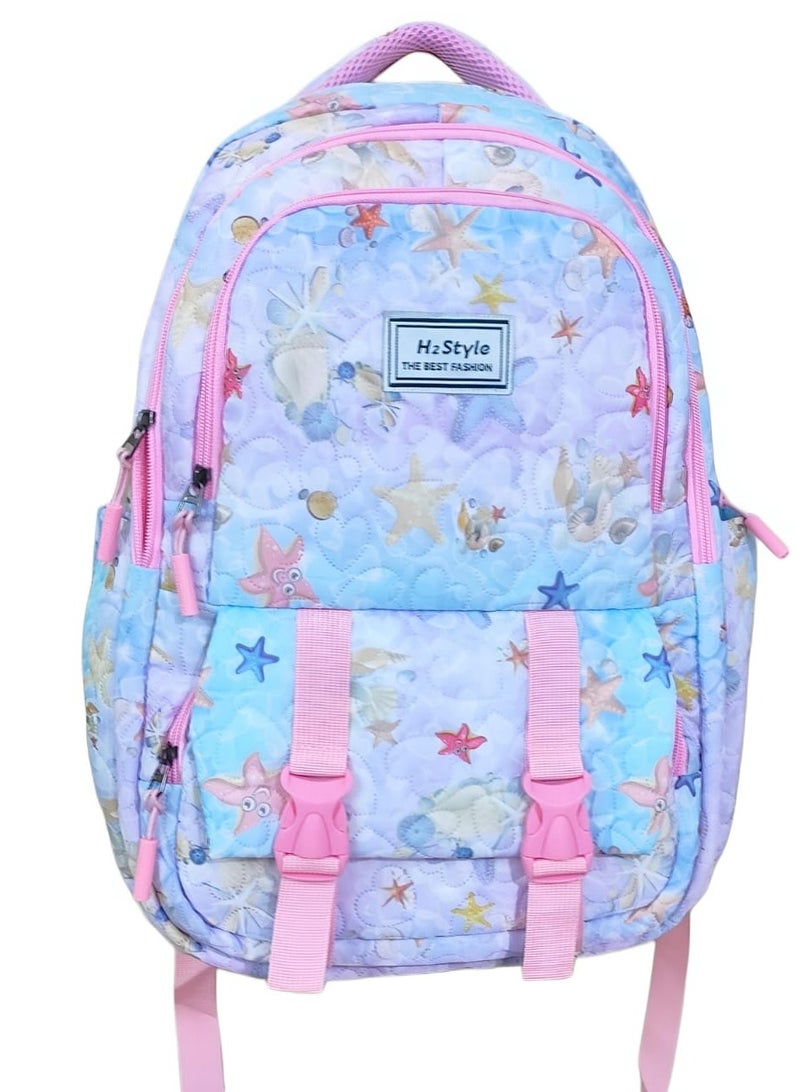 h2 Wide large captone trendy school baded multizips bag backpack - Image 5
