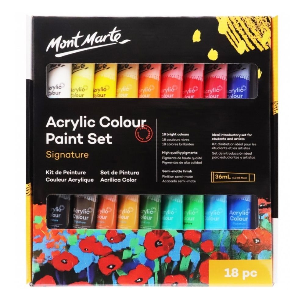 Mont Marte Acrylic Colour Paint Set, 18 x 36ml - Best Deal Finder