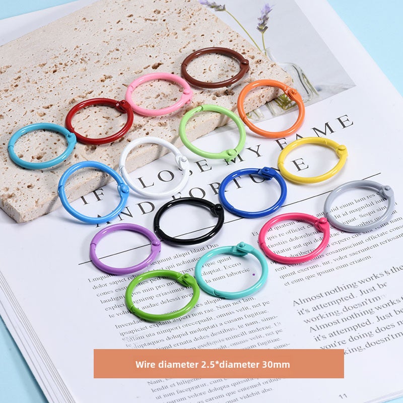 Colorful Painted Keychain Rings DIY Jewelry 30mm loose-leaf ring 5 