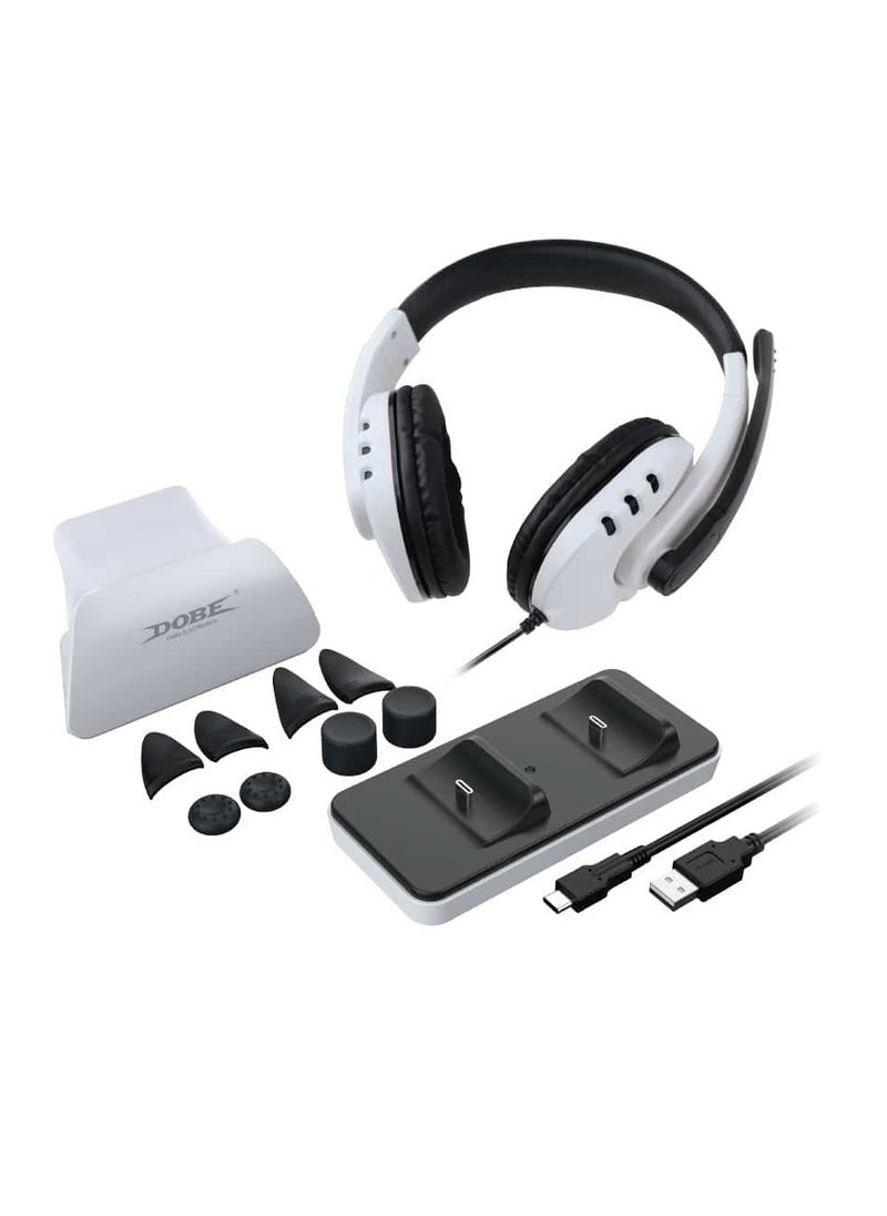 DOBE - DOBE TP5-0578 PS5 12-in-1 Accessories Kit – Charging Dock, Controller Grips, Thumb Caps, Cooling Fan & More for PlayStation 5 Gaming Setup - Image 1