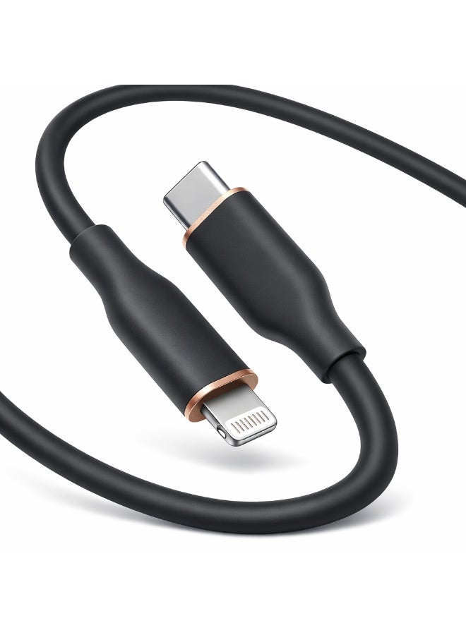 كابل تايب سي إلى لايتنينج سيليكون مرن – شحن سريع PD ونقل بيانات – مضاد للتشابك – iPhone/iPad - Image 1