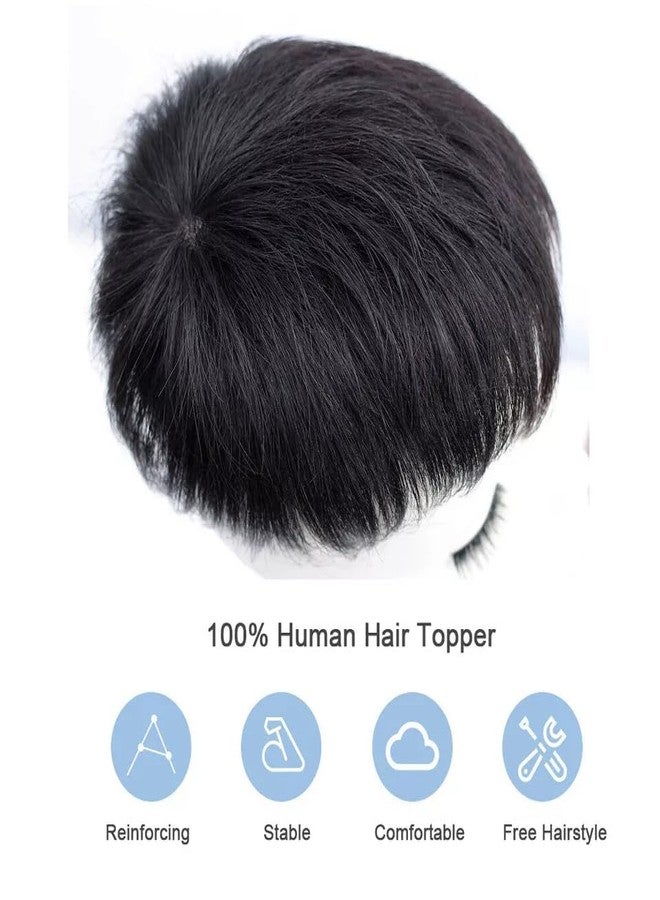 Ritzkart Feel Real Human Hair Topper for Covered Baldness Top Area with Clip on Hairpiece Black Color for Men Daily/Party Use (5x5 U Shape) - Image 4