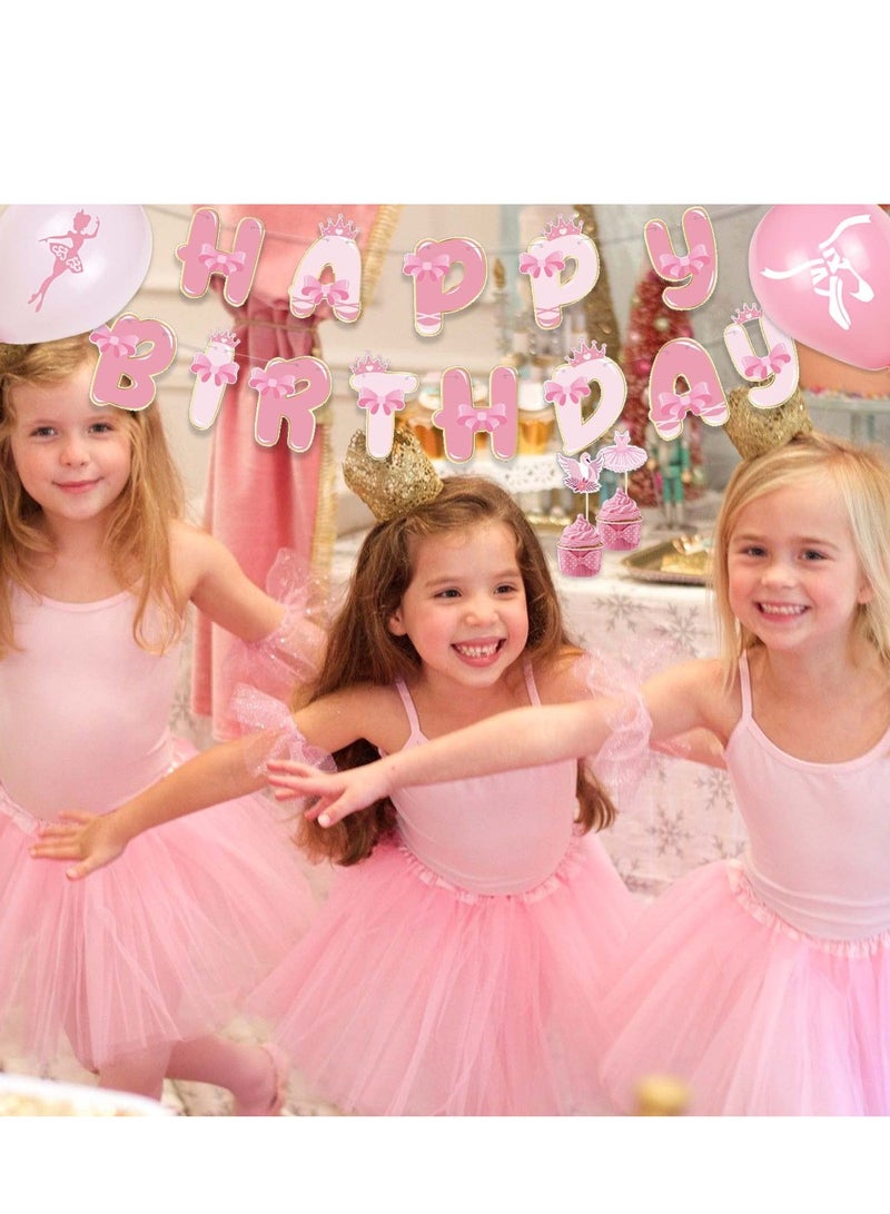 Zikra Ballet Birthday Decoration Set, Pink Party Supplies, Dancing Party Supplies Dancing Girls, Latex Balloons, Ballerina Background Tutu Birthday Party Supplies - Image 5