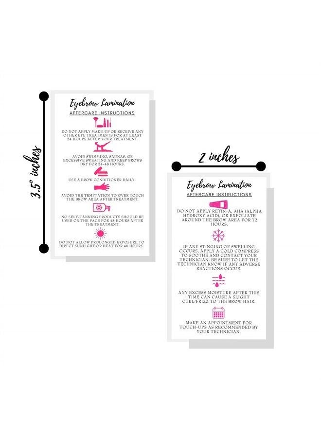 Boutique Marketing LLC Eyebrow Lamination Aftercare Instruction Cards | Physical Printed 2 x 3.5” inches Business Card Size | Starter Lift Kit with Tint at home diy aftercare supplies | White with Icons Design  - Image 2