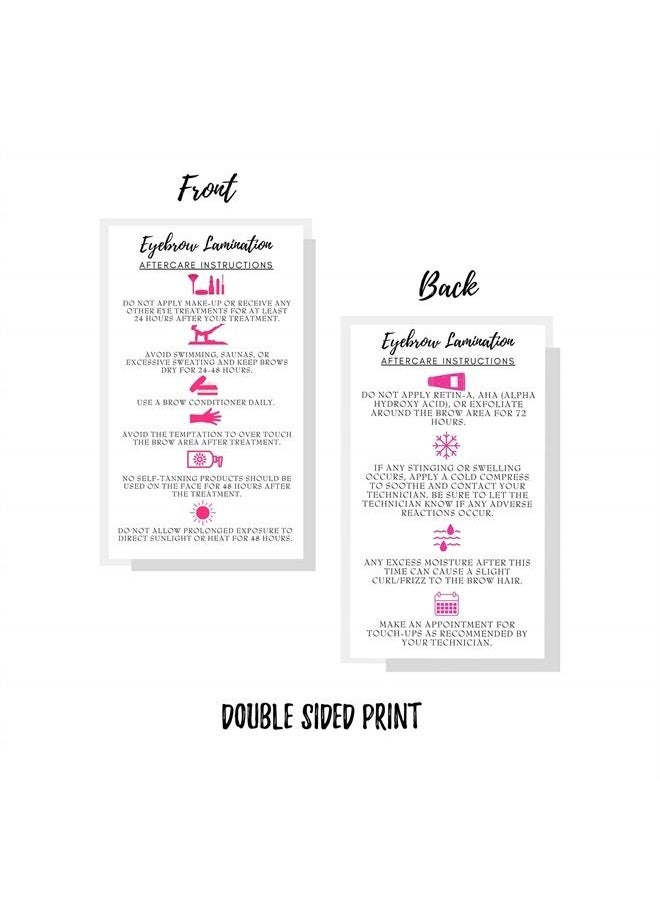 Boutique Marketing LLC Eyebrow Lamination Aftercare Instruction Cards | Physical Printed 2 x 3.5” inches Business Card Size | Starter Lift Kit with Tint at home diy aftercare supplies | White with Icons Design  - Image 3