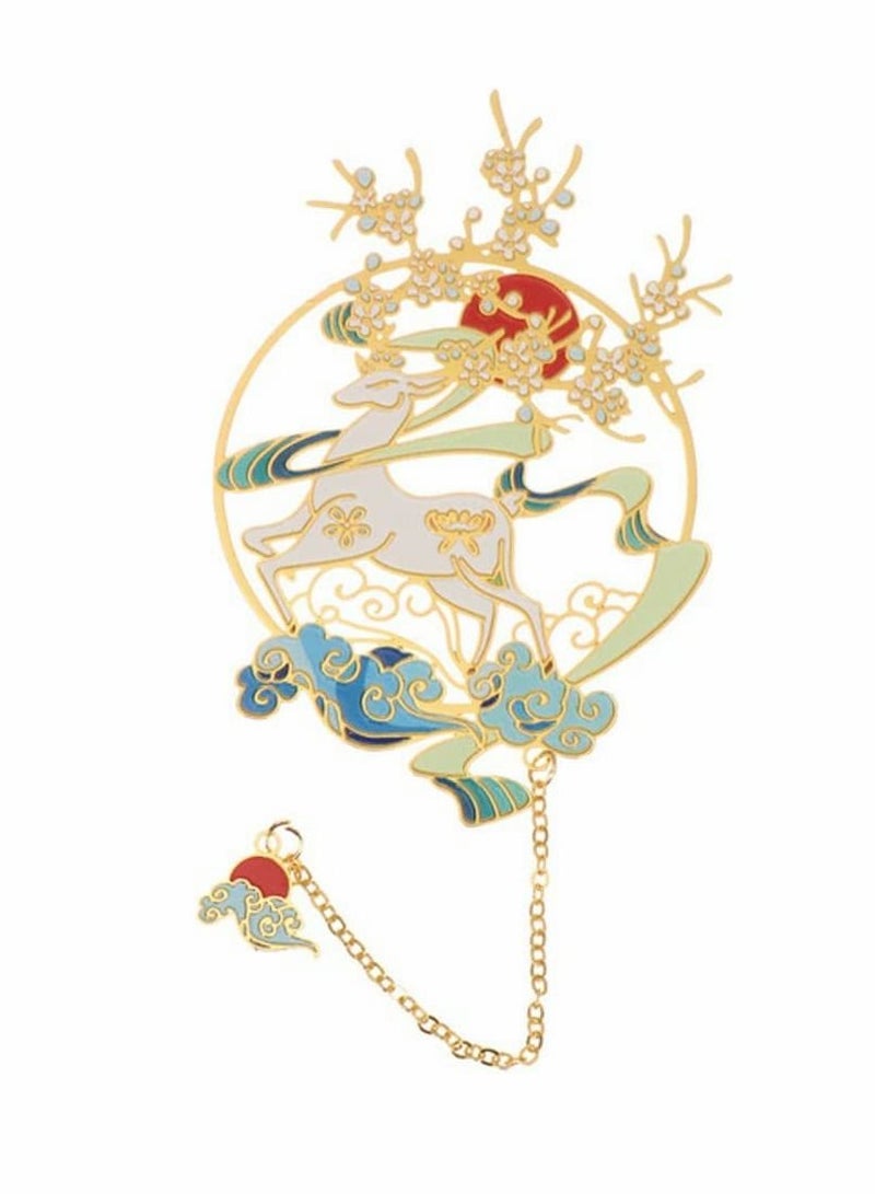 SYOSI Deer Bookmark Retro Vintage Hollow Pagination Mark Bookmark Chinese Style Metal Book Markers Clip Cute Deer Bookmarks for Books Animal Bookmark Book Supplies (1PC White Deer) - Image 2