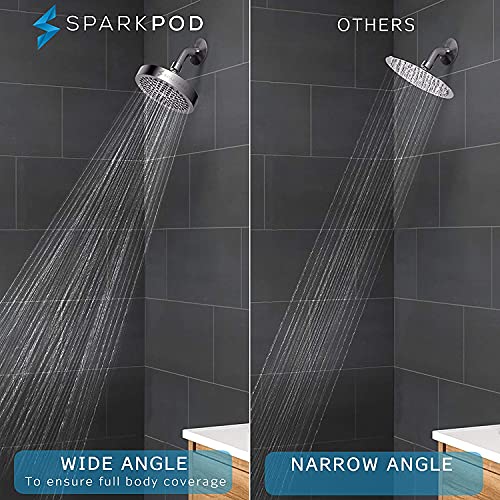 SparkPod Shower Head - High Pressure Rain - Premium Quality Luxury Design - 1-Min Install - Easy Clean Adjustable Replacement for Your Bathroom Shower Heads (Vintage Oil Rubbed Bronze, 6 Inch Round) - Image 2
