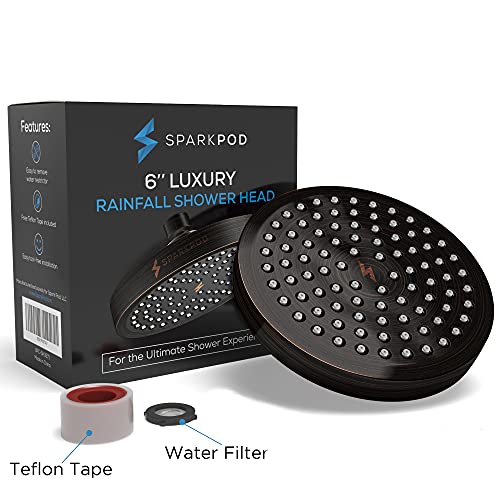 SparkPod Shower Head - High Pressure Rain - Premium Quality Luxury Design - 1-Min Install - Easy Clean Adjustable Replacement for Your Bathroom Shower Heads (Vintage Oil Rubbed Bronze, 6 Inch Round) - Image 4