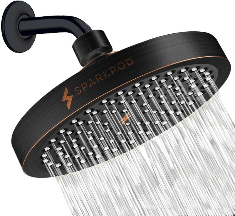 SparkPod Shower Head - High Pressure Rain - Premium Quality Luxury Design - 1-Min Install - Easy Clean Adjustable Replacement for Your Bathroom Shower Heads (Vintage Oil Rubbed Bronze, 6 Inch Round) - Image 1