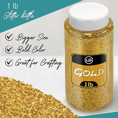 Ultimate Stationery Gold Glitter Bulk, Fine Glitter for Crafts, Resin and Scrapbooking – 1 LB/16OZ Shaker Bottles Great for Tumblers and Crafts - Image 3