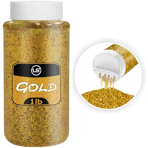 Ultimate Stationery Gold Glitter Bulk, Fine Glitter for Crafts, Resin and Scrapbooking – 1 LB/16OZ Shaker Bottles Great for Tumblers and Crafts - Image 1