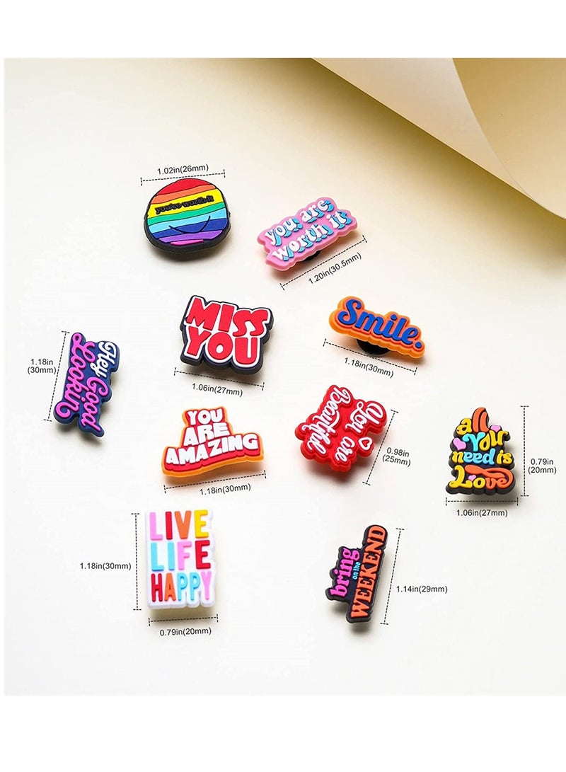 Excefore Shoe Decoration Charms, 20 Pcs Inspiration Words Shoe Charms PVC Croc Charms, Button Pins for Shoe Decorations, Plastic, No Gemstone - Image 5