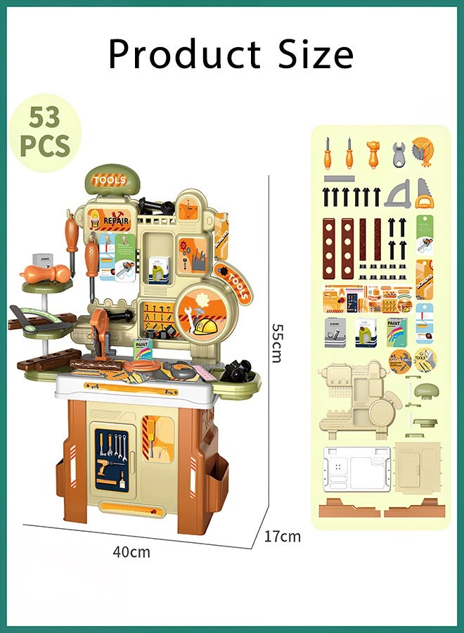 Quivlox Kids Tool Bench Toys,Kids Intellectual Development Tool Table Toy Set,Kids Realistic Tool Bench Toys,Pretend Play Tool Kit & Learning Gift for Boys and Girls,53-piece Tool Bench Toy Set,Game Set Including Screwdriver, Ruler, Saw, Nut and Other Tools - Image 2