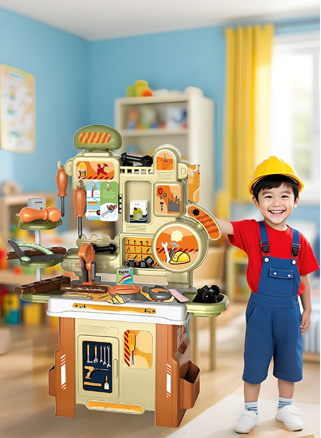 Quivlox Kids Tool Bench Toys,Kids Intellectual Development Tool Table Toy Set,Kids Realistic Tool Bench Toys,Pretend Play Tool Kit & Learning Gift for Boys and Girls,53-piece Tool Bench Toy Set,Game Set Including Screwdriver, Ruler, Saw, Nut and Other Tools - Image 3