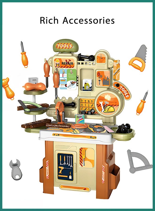 Quivlox Kids Tool Bench Toys,Kids Intellectual Development Tool Table Toy Set,Kids Realistic Tool Bench Toys,Pretend Play Tool Kit & Learning Gift for Boys and Girls,53-piece Tool Bench Toy Set,Game Set Including Screwdriver, Ruler, Saw, Nut and Other Tools - Image 4