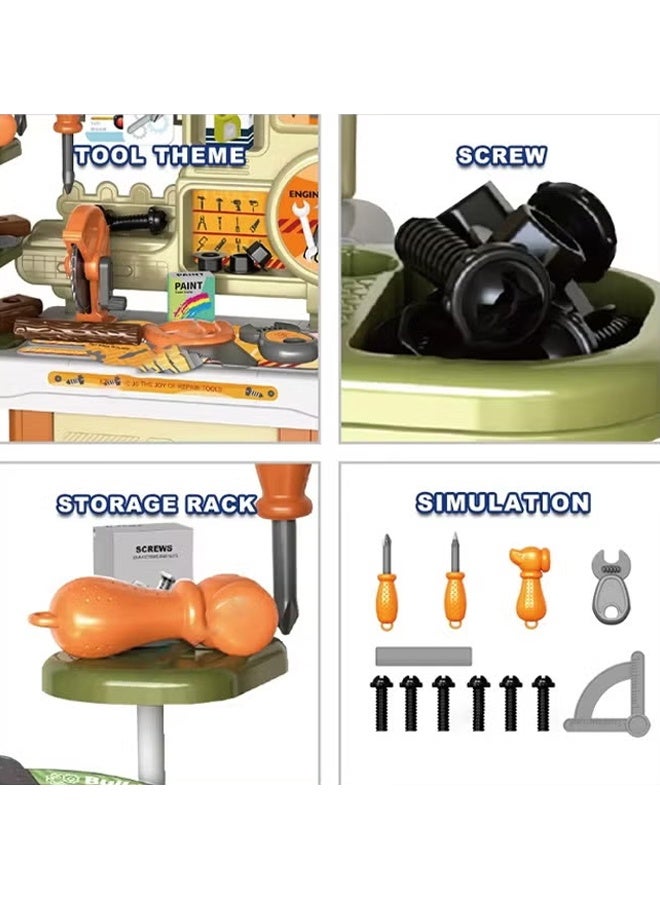 Quivlox Kids Tool Bench Toys,Kids Intellectual Development Tool Table Toy Set,Kids Realistic Tool Bench Toys,Pretend Play Tool Kit & Learning Gift for Boys and Girls,53-piece Tool Bench Toy Set,Game Set Including Screwdriver, Ruler, Saw, Nut and Other Tools - Image 5