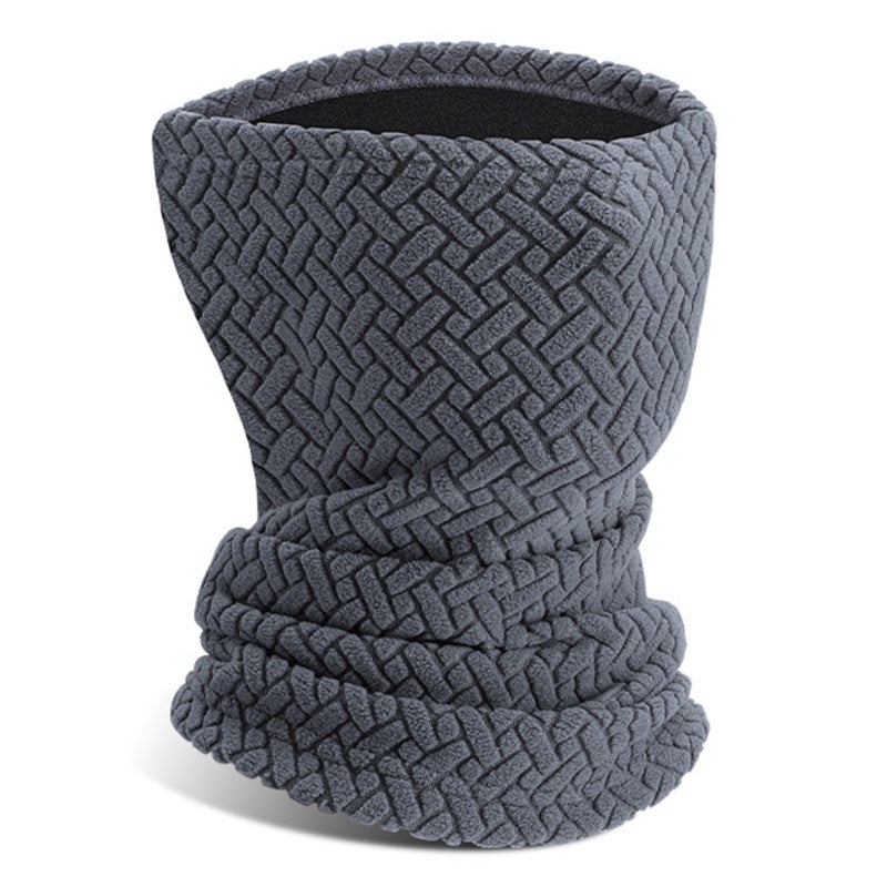 Windproof Mask: Dark Gray Jacquard Stretch Velvet - Skin Friendly Helmet Compatible Neck Gaiter for Winter Cycling Skiing Daily Warmth - Image 1