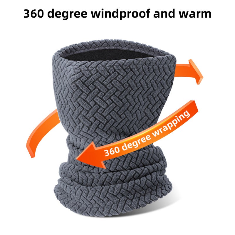 Windproof Mask: Dark Gray Jacquard Stretch Velvet - Skin Friendly Helmet Compatible Neck Gaiter for Winter Cycling Skiing Daily Warmth - Image 4