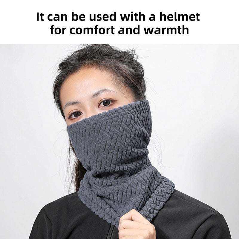 Windproof Mask: Dark Gray Jacquard Stretch Velvet - Skin Friendly Helmet Compatible Neck Gaiter for Winter Cycling Skiing Daily Warmth - Image 3