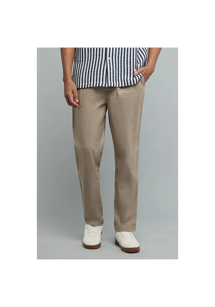 R&b Solid Tapered Fit Pants with Drawstring Waist
