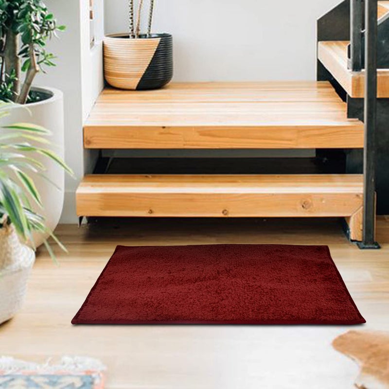 Divine Casa Divine Casa Microfiber Door Mat for IndoorOutdoor Non Slip Rubber Entrance Rug Dirt Trapper Mats Shoes Scraper for Entry Patio Porch 40cmx60cm Set of 2 Maroon - Image 5